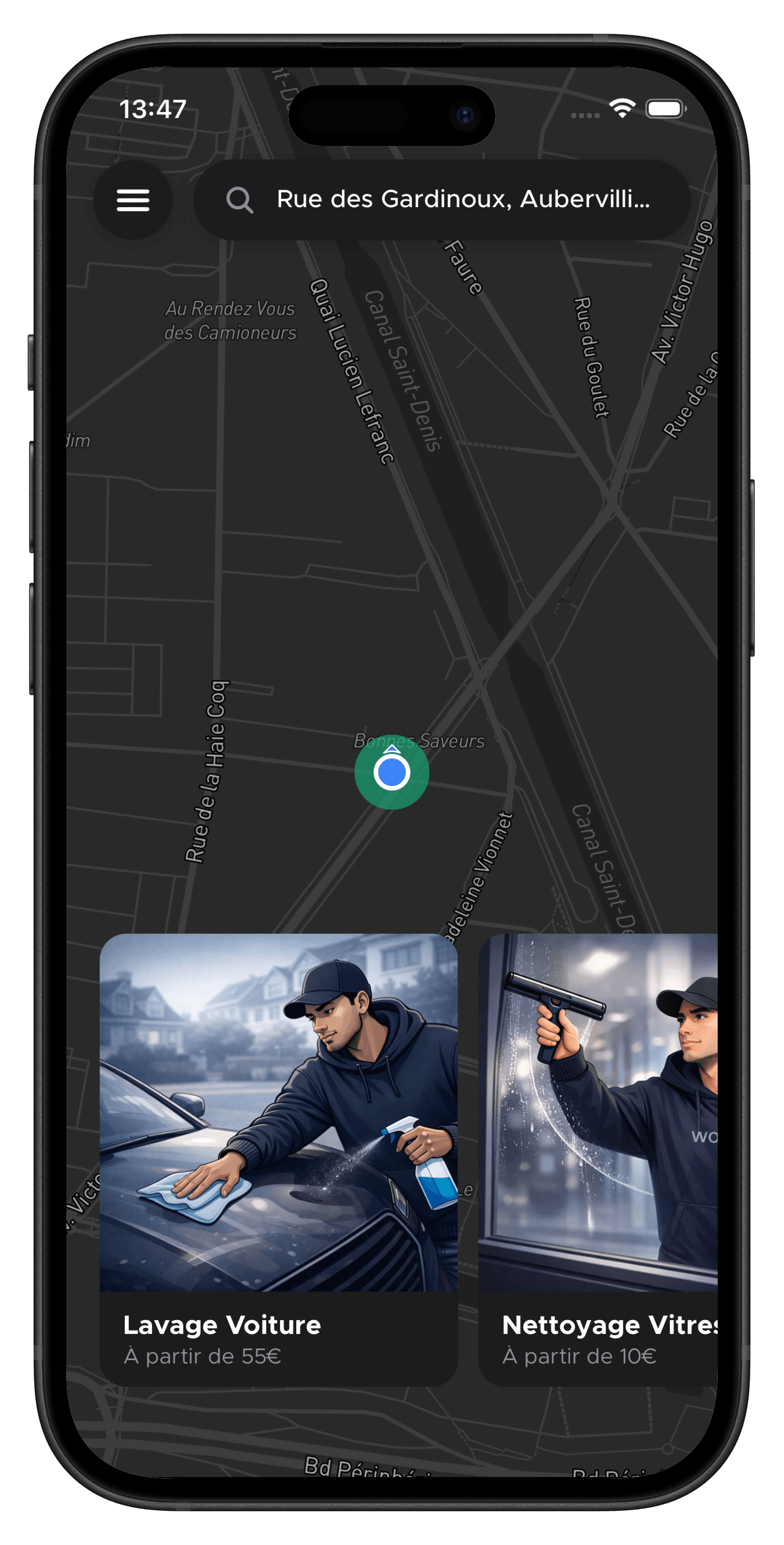 App Woosh — choisir un service
